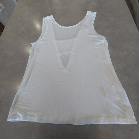 BANANA REPUBLIC Women's White Sleeveless Tank Top w/Low V-Back/Band - Medium - Picture 1 of 6